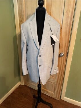 Michael Strahan Men's Light Gray Two-Button Blazer